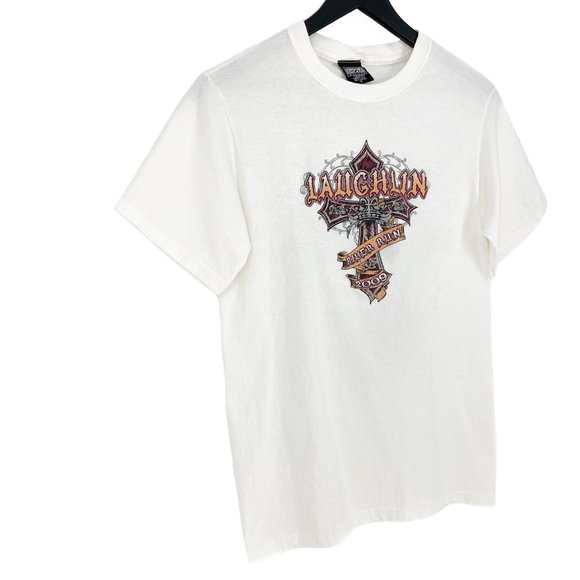 2009 LAUGHLIN RIVER RUN CROSS White Graphic T-Shirt Size S - Picture 3 of 16
